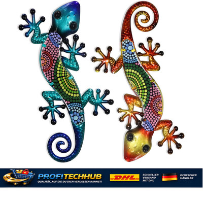 Metall Gecko Wandkunst 2 Stück 38,1 cm Hängend Deko Garten Zaun