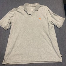 Tommy Bahama Men's Polo Shirt Size XL Gray Marlin Logo Island-Zone SUPIMA Cotton