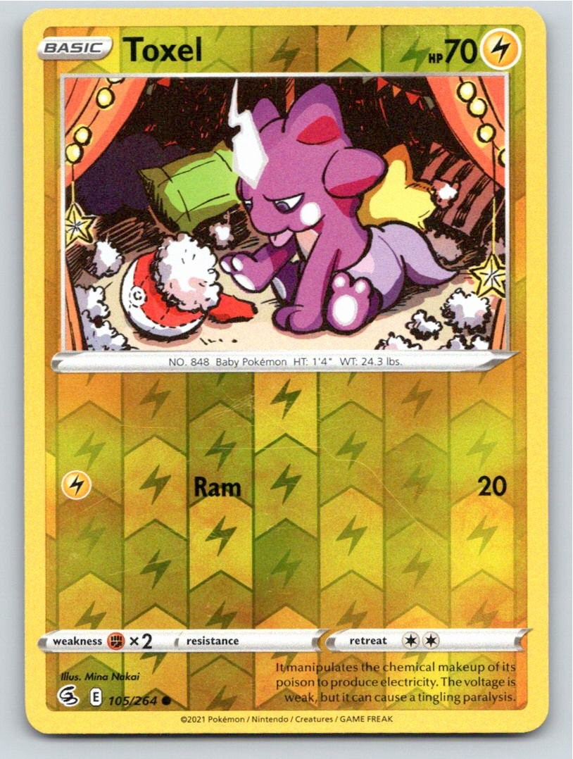 2021 POKEMON TOXEL FUSION STRIKE 105/264 REVERSE HOLO COMMON LP A46033 FREE S&H