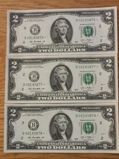 2013 $2 NEW YORK DISTRICT UNC/GEM STAR NOTE Lot (3) B00193876*-B00193878*