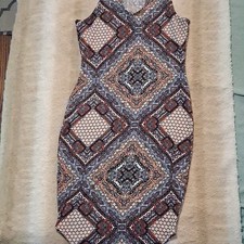 rue21 S Multicolor Geometric Knit Bodycon Dress V-Neck Sleeveless Knee