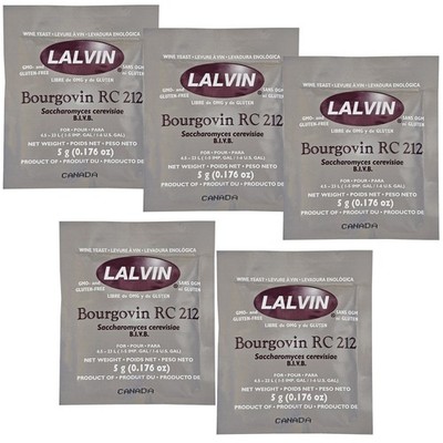Lalvin Bourgovin RC 212 Wine Yeast, 5 grams (5-Pack)