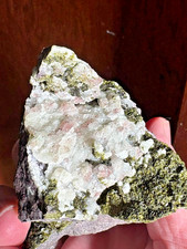 Copper native, included in Prehnite(!),Epidote,  Keweenaw Peninsula, MI, USA