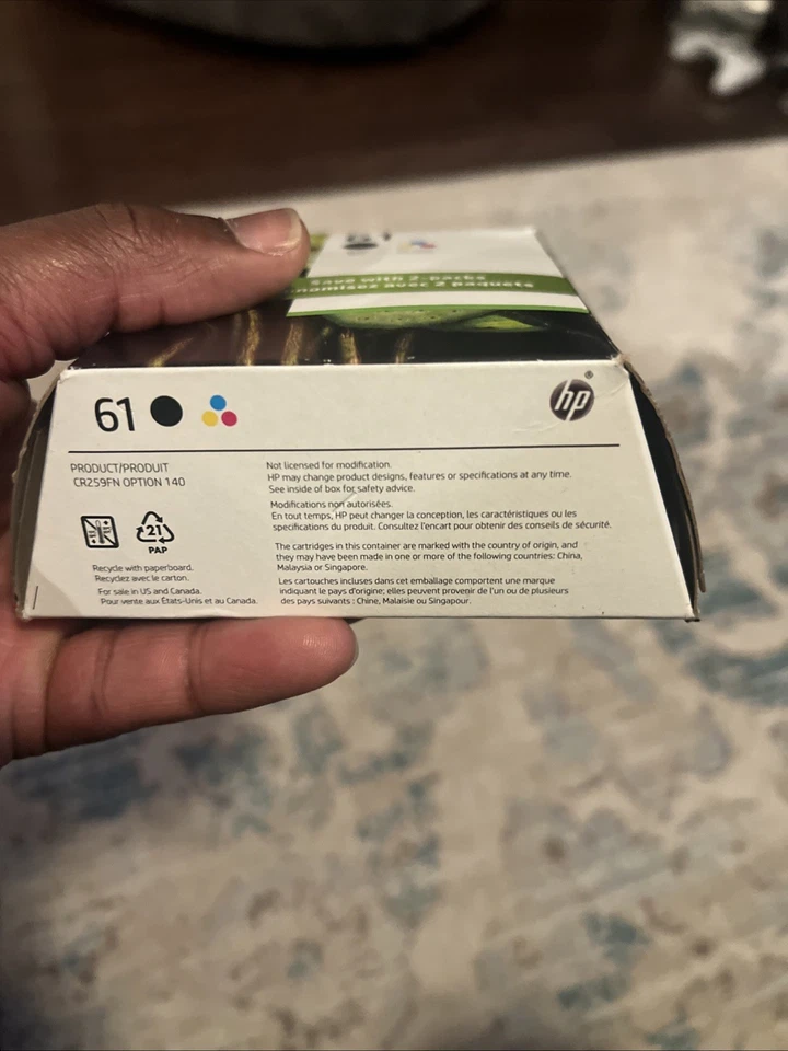 Nuevos cartuchos de tinta HP 61 combo negro y tricolor - caducidad enero 2027 Foto 2 de 4