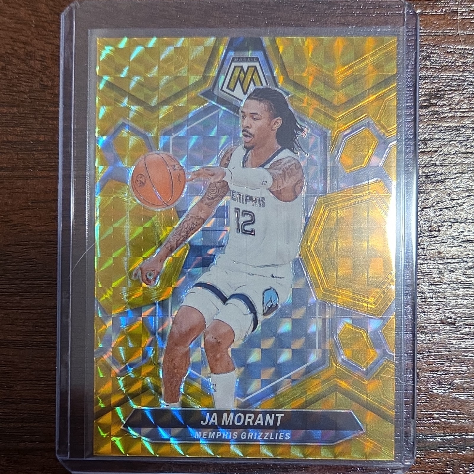 2023-24 Panini Mosaic Gold Mosaic Prizm Ja Morant #127 /10 Memphis Grizzlies