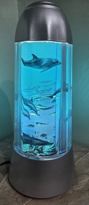 Vintage 1994 Rabbit Tanaka Motion Lamp Swimming Dolphins Rotating