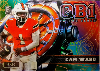 2024 Wild Card QB1 On the Clock Cam Ward Rainbow/Orange Watch Face RC 6/20