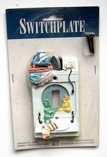 New SWITCH PLATE for LAUNDRY: Washing Machine, IRON (electric, not sad or flat!)