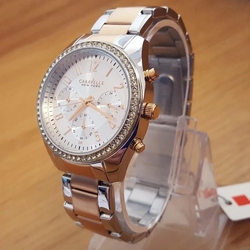Ladies Bulova Caravelle New York Melissa 2-t Rose-Gold 45L148 Glitz Chrono Watch - Image 3 of 4