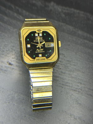 Vintage OREINTEX Black Dial Date Crystal Men's mechanical watch working