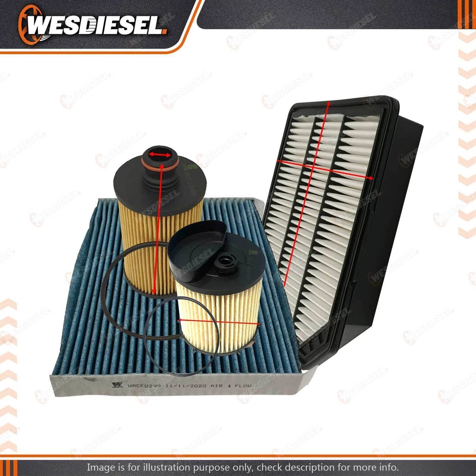 Wesfil Oil Air Fuel Cabin Filter Service Kit fits Ssangyong Musso XLV Rexton