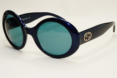 Gucci Sunglasses 1996 Vintage Dark Blue Green Round Large GG 2401