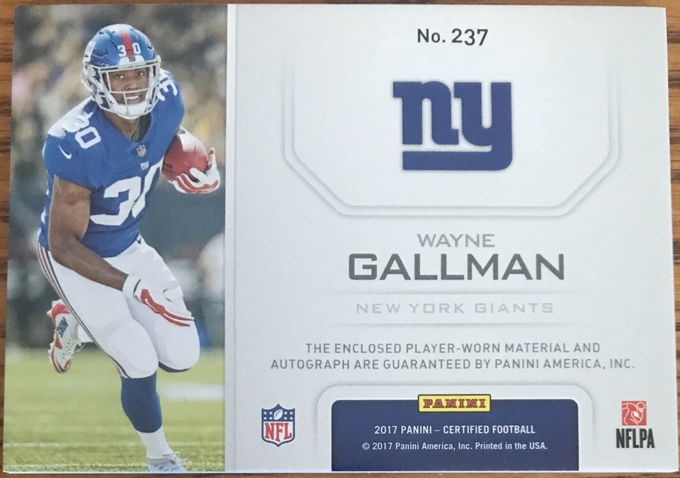 2017 Certified Rookie Jersey Autograph Wayne Gallman #237 #’d 190/299 - Image 2 of 2