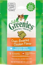 Greenies Feline Adult Dental Cat Treats, Oven Roasted Chicken Flavor, 2.1 oz