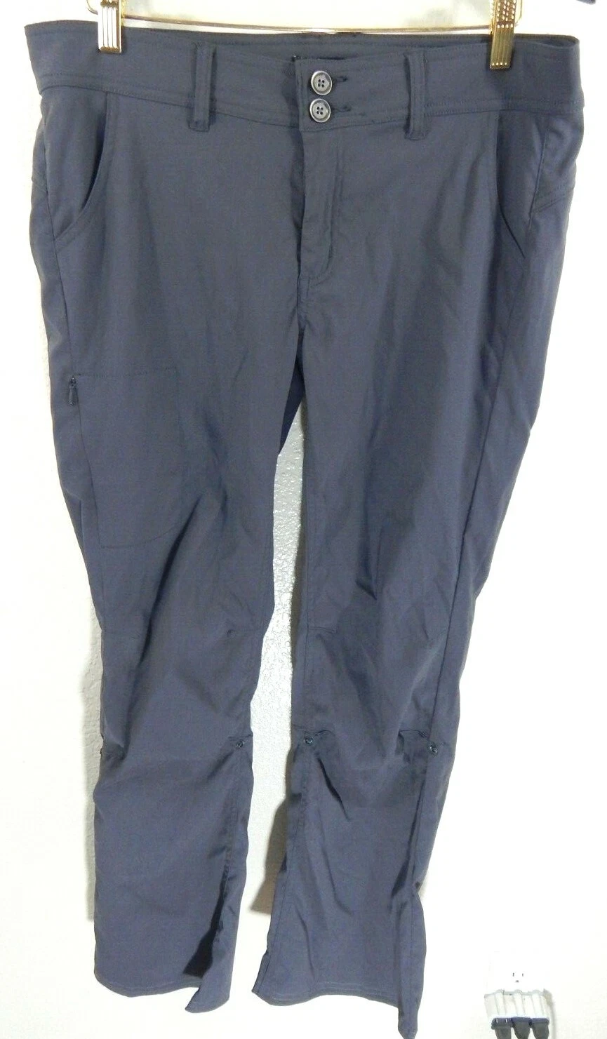 Prana Women's 12 Pants Halle Gray Roll Up Hiking Camping Stretch EUC