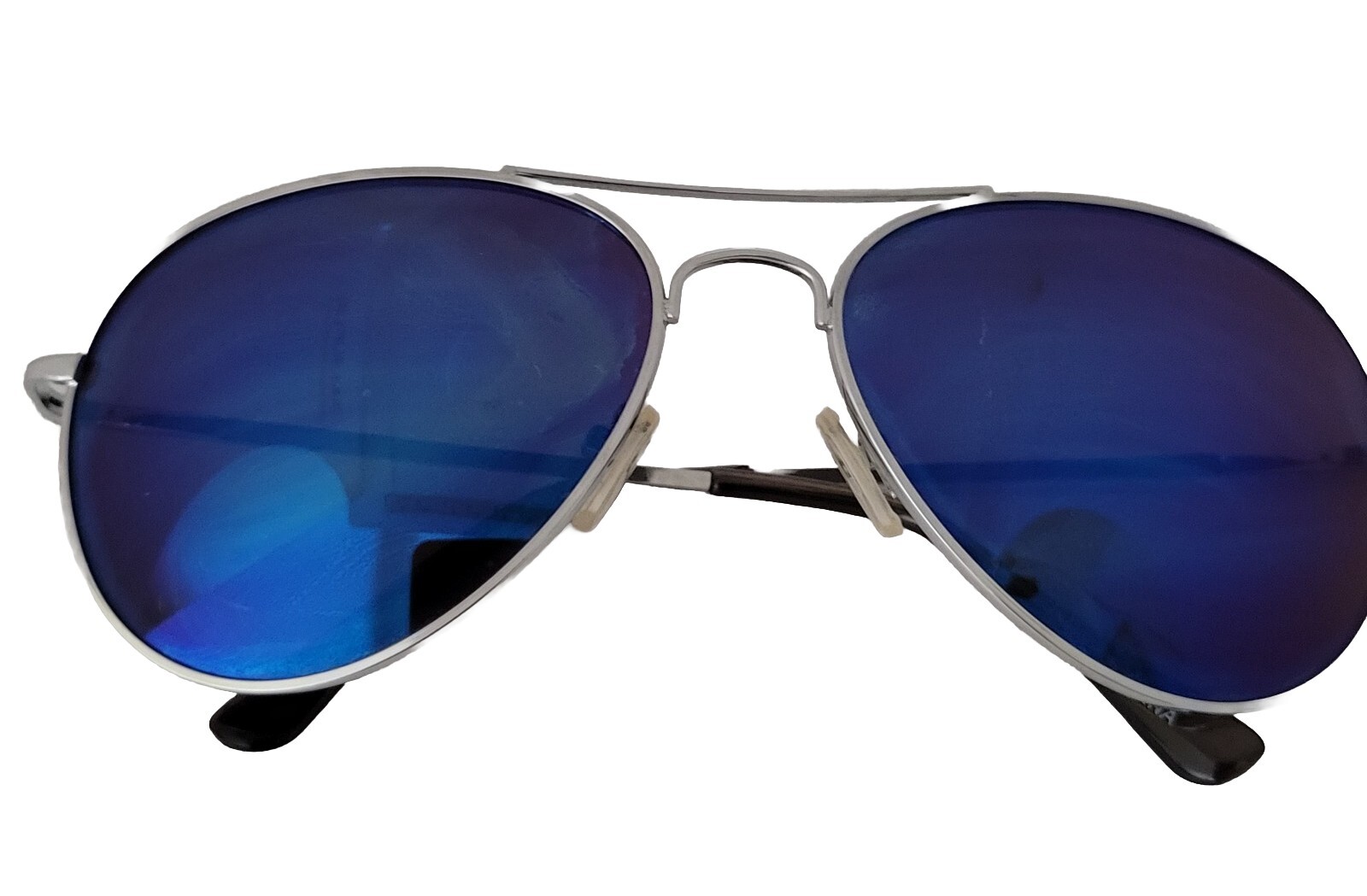 Aviator Sunglasses Mens Silver Frame Blue Mirrored Lens. Unbranded Durable solar-image