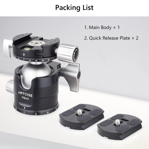 40mm Low Profile Ball Head CNC Double Panoramic Camera Tripod Head Load 20 kg - Picture 10 of 10