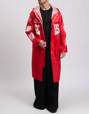 RRP  360 GCDS Rain Coat Size L Coated Logo Mesh Lined Two-Tone Full Zip Hooded