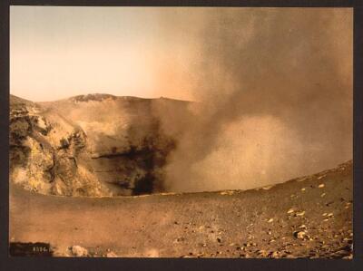 Mount Vesuvius the crater Naples Italy c1900 OLD PHOTO