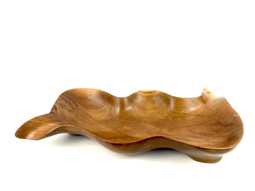 Hand Carved Fruit Tray from ExoticTeak Wood Unusual design (23”L -10”W-3 1/2”D) - Picture 5 of 6