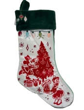 Disney Store Parks Christmas Stocking Minnie Mouse and Daisy Duck Red Green