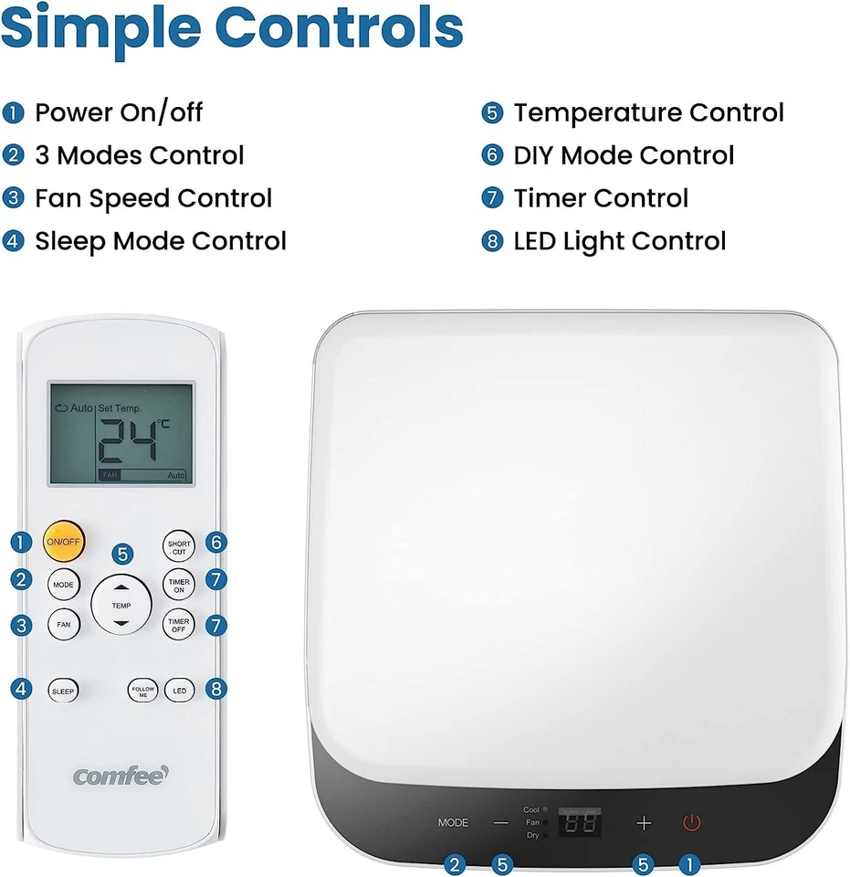 Comfee Mpph-08crn7 mobile Klimaanlage bis 28m² weiß OHNE Zubehör! - Bild 2 von 3
