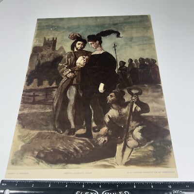 ''Hamlet'' by Ferdinand Delacroix Lithographic Print from 1937, 13-3/4'' x 10-3/8''