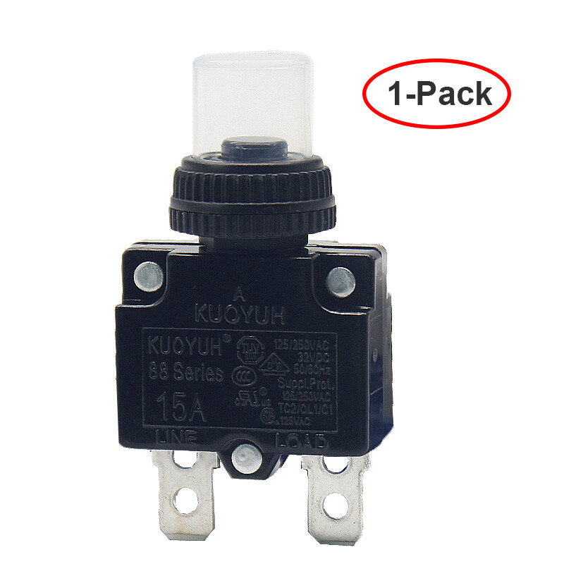 1pc 88-30A circuit breaker Single Pole Push to Reset 32V 50VDC Circuit  Breaker - Push Button, 1pc 88-15A circuit breaker Single Pole Push to Reset 32V 50VDC