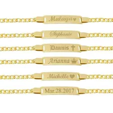 Personalized Baby Bracelet – Custom 14K Gold Plated Name Plate Gift