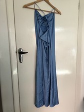 Shein XS Blue Satin Lace Back Maxi Dress