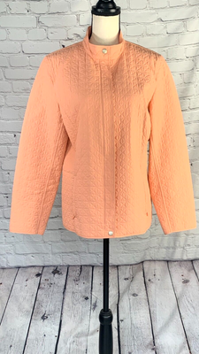 Talbots Vintage Jacket Zip Up Quilted Light Peach Pockets Lined 