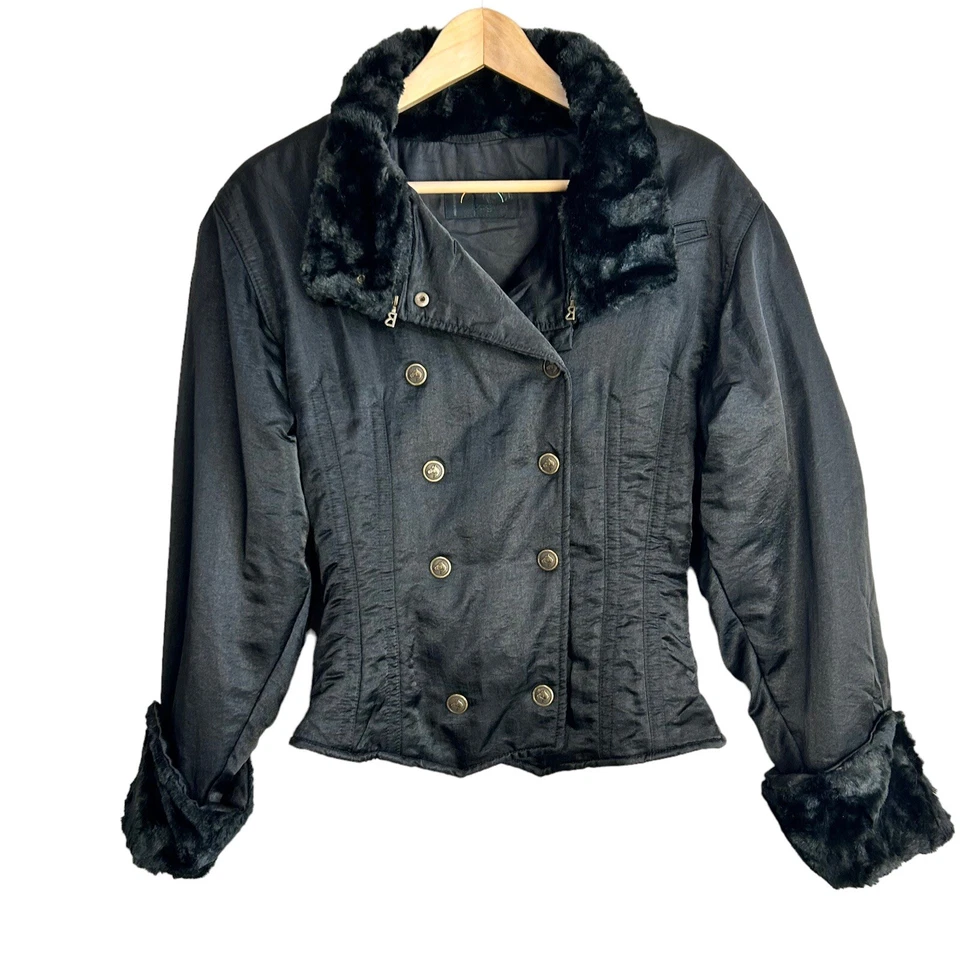 Bogner Black Ski suit Womens Size 8 Two piece Black set Jacket pants Fur Trim - Imagem 4 de 4