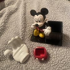 Disney Desk Set Mickey Mouse pencil, paper clip, Card Holder 3 piece Set Lot