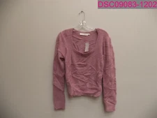 ASTR The Label Women's Fuzzy Crop Sweater Lilac Pink Large AT15938