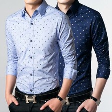 Mens Dress Shirts Long Sleeve Luxury Casual Slim Fit Business Work Camisas Shirt