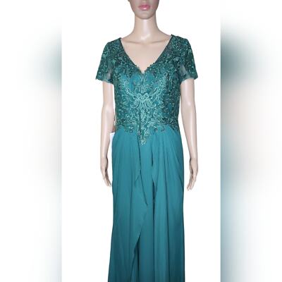 NWT JJ's House women's size 8 dark green embroidered lace chiffon