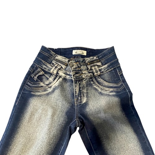 Jeans Mi-Jeans Juniors Talla 5 Azul Lavado Oscuro Denim Todos los Días Informales Bling - Imagen 3 de 8