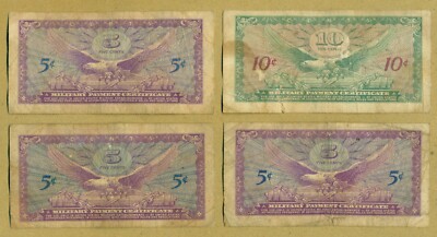 アメリカ軍　軍事支払い証明書　6枚セット Vietnam US Military Payment Certificate 5 & 10 Cents Series 641