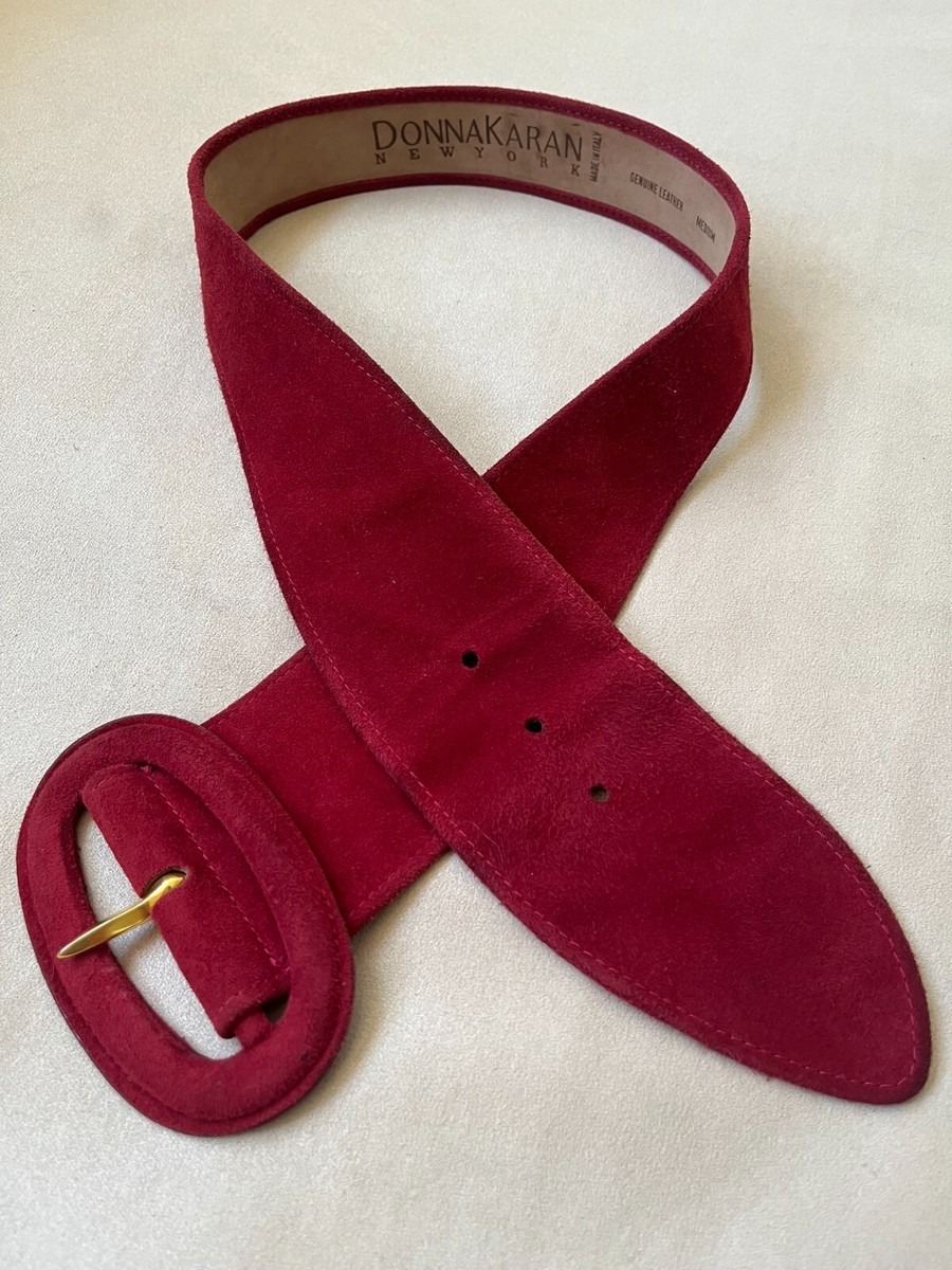 Donna Karan Vintage Nubuck Red Leather Belt 1980s Italy Large Donna Karan Vintage Maroon Nubuck Leather Belt 1980 Italy  main image 4