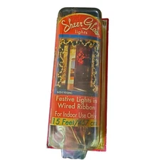 Sheer Glow Lights Festive Lights In Wired Ribbon 50 Lights 15 Ft For Mantel Gold