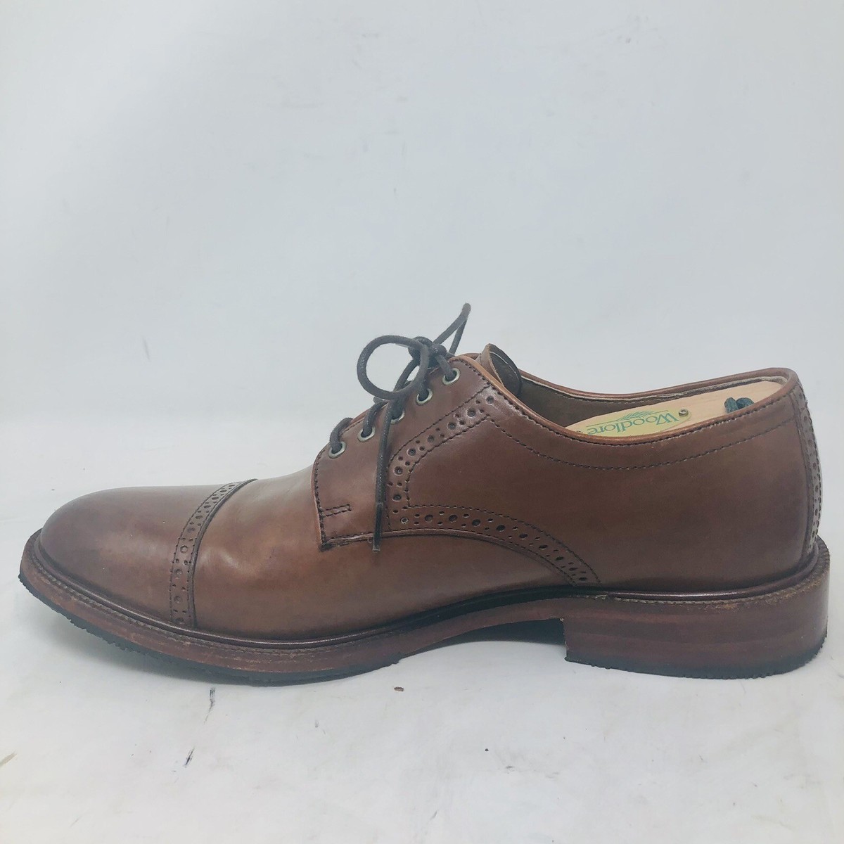 Trask Cap Toe Bison Leather Oxfords HS Trask Mens Brown Cap Toe Oxfords Authentic Bison Size 9.5  main image 4