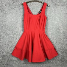 Lulus Mini A-line Dress Sz Med Cherry Red Sleeveless Straps Square Neck Flounce