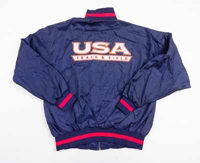 Vintage Nike Track Jacket Mens XLarge Blue 80s 90s USA Track