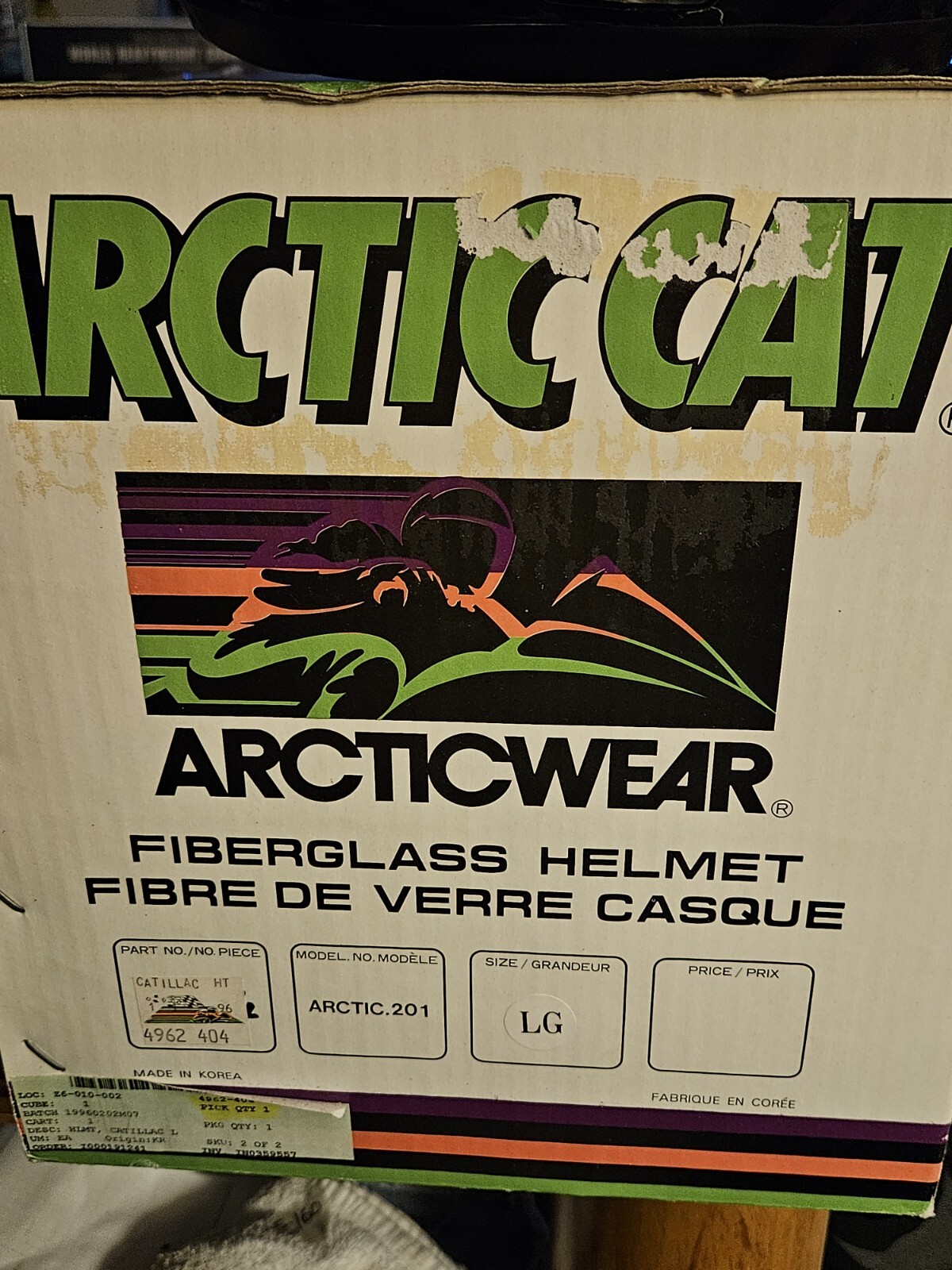 Vintage Arctic Cat Snowmobile Helmet Black Size LG model 201 Gd