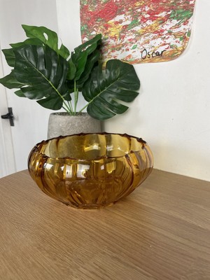 Vintage Art Deco Bernsteinglas tschechische Schüssel
