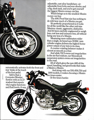 Yamaha Maxims Motorcycle Sales Brochure Pamphlet 8 Pages