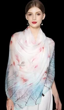 100% Silk Scarf Women neckerchief Shawl Wrap Floral thin floral pink red MY106