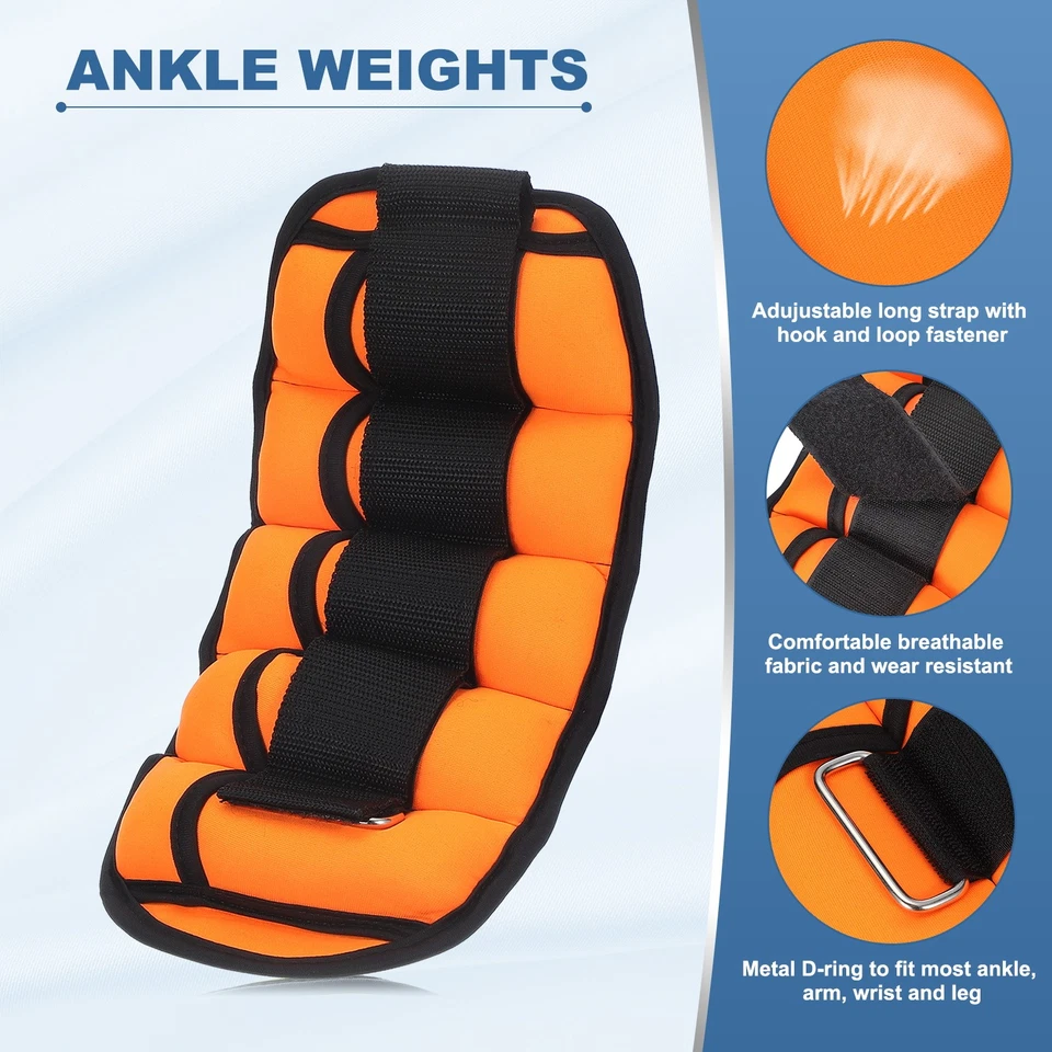 10 libras/par de pesas de tobillo ajustables muñeca pierna brazo pesas bolsas de arena naranja Foto 3 de 4