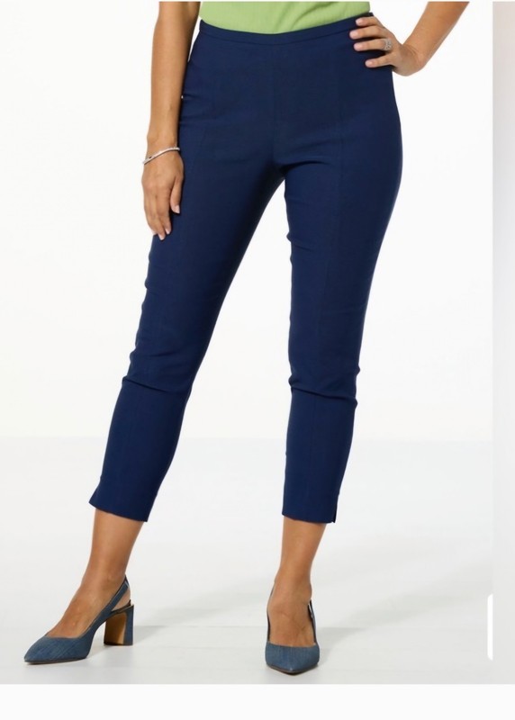 Michael Kors L Women's Ankle Pants Large Pull On Mid Rise Stretch Blue Trousers 