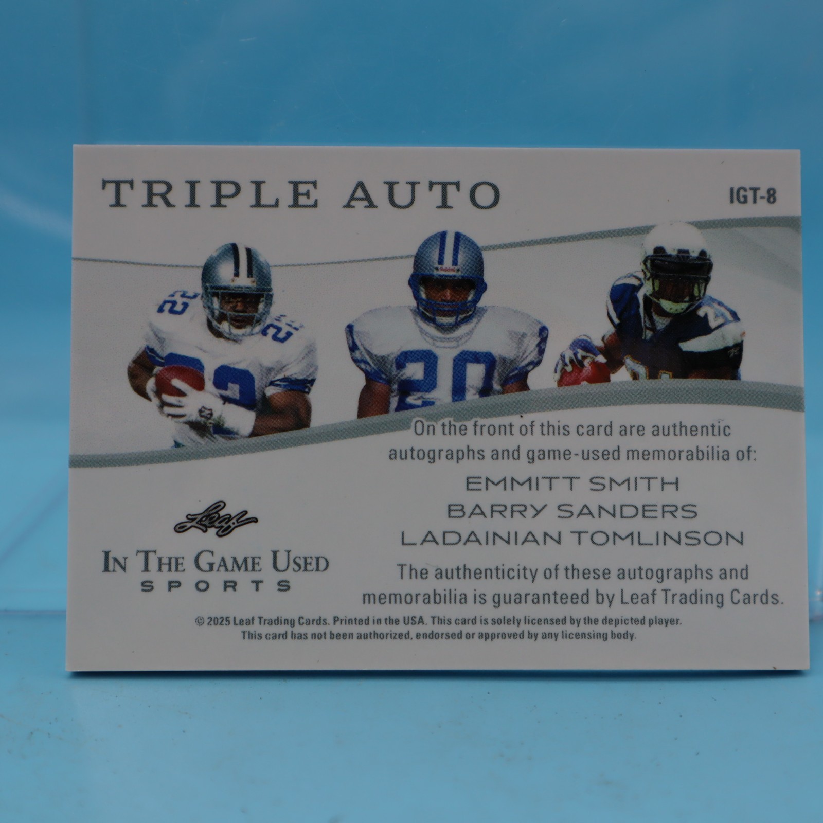2025 LEAF In the Game Used Triple Auto #IGT-8 Smith Sanders Tomlinson #5/7 view 2